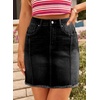 image:imageSidefeel Womens Denim Skirt Casual Stretch High Waist Raw Hem Zip Fly Jean Skirt for WomenBlack
