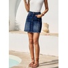 image:imageSidefeel Womens Denim Skirt Casual Stretch High Waist Raw Hem Zip Fly Jean Skirt for WomenBluing