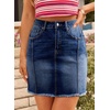 image:imageSidefeel Womens Denim Skirt Casual Stretch High Waist Raw Hem Zip Fly Jean Skirt for WomenBluing