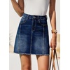 image:imageSidefeel Womens Denim Skirt Casual Stretch High Waist Raw Hem Zip Fly Jean Skirt for WomenBluing