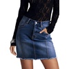 image:imageSidefeel Womens Denim Skirt Casual Stretch High Waist Raw Hem Zip Fly Jean Skirt for WomenBluing