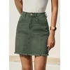 image:imageSidefeel Womens Denim Skirt Casual Stretch High Waist Raw Hem Zip Fly Jean Skirt for WomenGreen