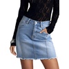 image:imageSidefeel Womens Denim Skirt Casual Stretch High Waist Raw Hem Zip Fly Jean Skirt for WomenIceland Blue