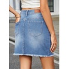 image:imageSidefeel Womens Denim Skirt Casual Stretch High Waist Raw Hem Zip Fly Jean Skirt for WomenIceland Blue