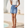 image:imageSidefeel Womens Denim Skirt Casual Stretch High Waist Raw Hem Zip Fly Jean Skirt for WomenIceland Blue