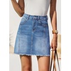 image:imageSidefeel Womens Denim Skirt Casual Stretch High Waist Raw Hem Zip Fly Jean Skirt for WomenIceland Blue