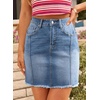 image:imageSidefeel Womens Denim Skirt Casual Stretch High Waist Raw Hem Zip Fly Jean Skirt for WomenIceland Blue
