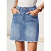 image:imageSidefeel Womens Denim Skirt Casual Stretch High Waist Raw Hem Zip Fly Jean Skirt for WomenIceland Blue