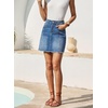 image:imageSidefeel Womens Denim Skirt Casual Stretch High Waist Raw Hem Zip Fly Jean Skirt for WomenLight Blue