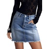 image:imageSidefeel Womens Denim Skirt Casual Stretch High Waist Raw Hem Zip Fly Jean Skirt for WomenLight Blue