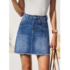 image:imageSidefeel Womens Denim Skirt Casual Stretch High Waist Raw Hem Zip Fly Jean Skirt for WomenLight Blue