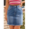 image:imageSidefeel Womens Denim Skirt Casual Stretch High Waist Raw Hem Zip Fly Jean Skirt for WomenLight Blue