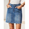 image:imageSidefeel Womens Denim Skirt Casual Stretch High Waist Raw Hem Zip Fly Jean Skirt for WomenLight Blue