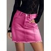 image:imageSidefeel Womens Denim Skirt Casual Stretch High Waist Raw Hem Zip Fly Jean Skirt for WomenRose Red