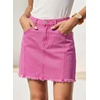 image:imageSidefeel Womens Denim Skirt Casual Stretch High Waist Raw Hem Zip Fly Jean Skirt for WomenRose Red