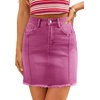 image:imageSidefeel Womens Denim Skirt Casual Stretch High Waist Raw Hem Zip Fly Jean Skirt for WomenRose Red