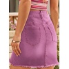 image:imageSidefeel Womens Denim Skirt Casual Stretch High Waist Raw Hem Zip Fly Jean Skirt for WomenRose Red