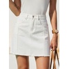 image:imageSidefeel Womens Denim Skirt Casual Stretch High Waist Raw Hem Zip Fly Jean Skirt for WomenWhite