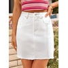 image:imageSidefeel Womens Denim Skirt Casual Stretch High Waist Raw Hem Zip Fly Jean Skirt for WomenWhite