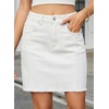 image:imageSidefeel Womens Denim Skirt Casual Stretch High Waist Raw Hem Zip Fly Jean Skirt for WomenWhite