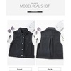 image:imageSidefeel Womens Denim Vest Sleeveless Collared Crop Jean Vest Top Button Down WaistcoatBlack