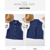 image:imageSidefeel Womens Denim Vest Sleeveless Collared Crop Jean Vest Top Button Down WaistcoatBluing