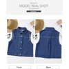 image:imageSidefeel Womens Denim Vest Sleeveless Collared Crop Jean Vest Top Button Down WaistcoatDark Blue