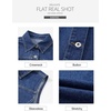 image:imageSidefeel Womens Denim Vest Sleeveless Collared Crop Jean Vest Top Button Down WaistcoatDark Blue