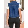 image:imageSidefeel Womens Denim Vest Sleeveless Collared Crop Jean Vest Top Button Down WaistcoatDark Blue