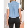 image:imageSidefeel Womens Denim Vest Sleeveless Collared Crop Jean Vest Top Button Down WaistcoatIceland Blue
