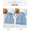 image:imageSidefeel Womens Denim Vest Sleeveless Collared Crop Jean Vest Top Button Down WaistcoatIceland Blue
