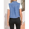 image:imageSidefeel Womens Denim Vest Sleeveless Collared Crop Jean Vest Top Button Down WaistcoatLight Blue