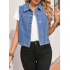 image:imageSidefeel Womens Denim Vest Sleeveless Collared Crop Jean Vest Top Button Down WaistcoatLight Blue