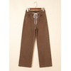 image:imageSidefeel Womens Drawstring Jeans Wide Leg High Waisted Baggy Stretchy Elastic Waist Sweatpant JeansBrown