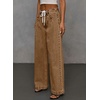image:imageSidefeel Womens Drawstring Jeans Wide Leg High Waisted Baggy Stretchy Elastic Waist Sweatpant JeansBrown
