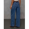 image:imageSidefeel Womens Drawstring Jeans Wide Leg High Waisted Baggy Stretchy Elastic Waist Sweatpant JeansDark Blue