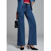 image:imageSidefeel Womens Drawstring Jeans Wide Leg High Waisted Baggy Stretchy Elastic Waist Sweatpant JeansDark Blue