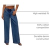 image:imageSidefeel Womens Drawstring Jeans Wide Leg High Waisted Baggy Stretchy Elastic Waist Sweatpant JeansDark Blue