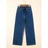 image:imageSidefeel Womens Drawstring Jeans Wide Leg High Waisted Baggy Stretchy Elastic Waist Sweatpant JeansDark Blue