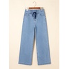 image:imageSidefeel Womens Drawstring Jeans Wide Leg High Waisted Baggy Stretchy Elastic Waist Sweatpant JeansSky Blue