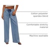 image:imageSidefeel Womens Drawstring Jeans Wide Leg High Waisted Baggy Stretchy Elastic Waist Sweatpant JeansSky Blue
