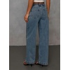 image:imageSidefeel Womens Drawstring Jeans Wide Leg High Waisted Baggy Stretchy Elastic Waist Sweatpant JeansVintage Blue