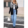 image:imageSidefeel Womens Fair Isle Sweater Long Sleeve Button Up Cardigan with PocketsBlack