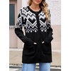 image:imageSidefeel Womens Fair Isle Sweater Long Sleeve Button Up Cardigan with PocketsBlack