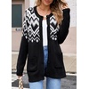 image:imageSidefeel Womens Fair Isle Sweater Long Sleeve Button Up Cardigan with PocketsBlack