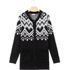 image:imageSidefeel Womens Fair Isle Sweater Long Sleeve Button Up Cardigan with PocketsBlack
