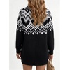 image:imageSidefeel Womens Fair Isle Sweater Long Sleeve Button Up Cardigan with PocketsBlack