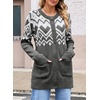 image:imageSidefeel Womens Fair Isle Sweater Long Sleeve Button Up Cardigan with PocketsGray