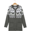 image:imageSidefeel Womens Fair Isle Sweater Long Sleeve Button Up Cardigan with PocketsGray