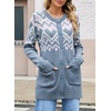 image:imageSidefeel Womens Fair Isle Sweater Long Sleeve Button Up Cardigan with PocketsLight Blue